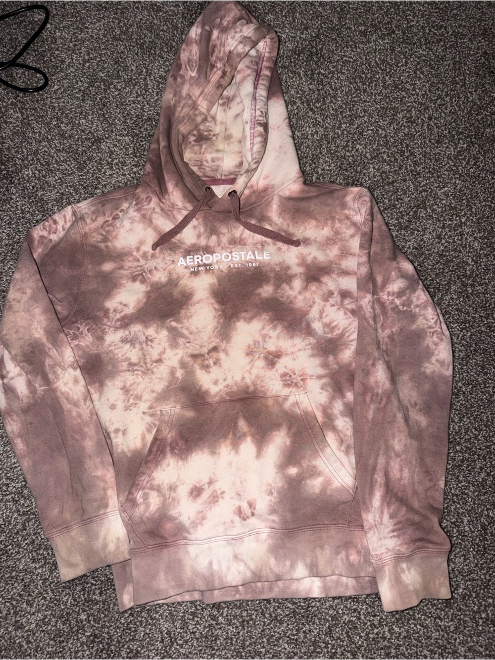 Aeropostale Pink and Cream Tie-Dye Hoodie